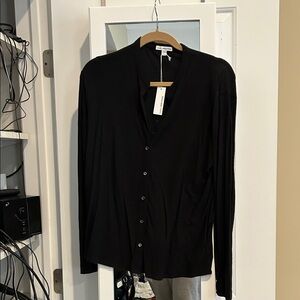 James Perse Black V-Neck Cardigan